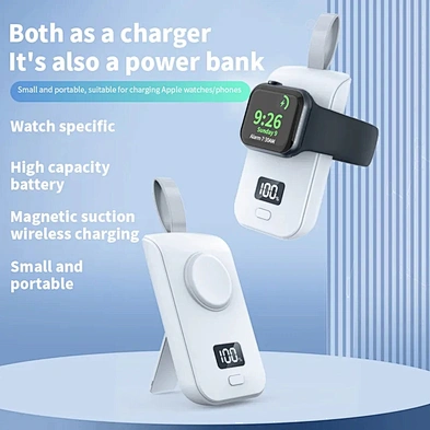 New Design Mini Magnetic Wireless Charger Portable Power Bank for iwatch Series 1-9 iphone 15 Watch Charger Smartphone Charger